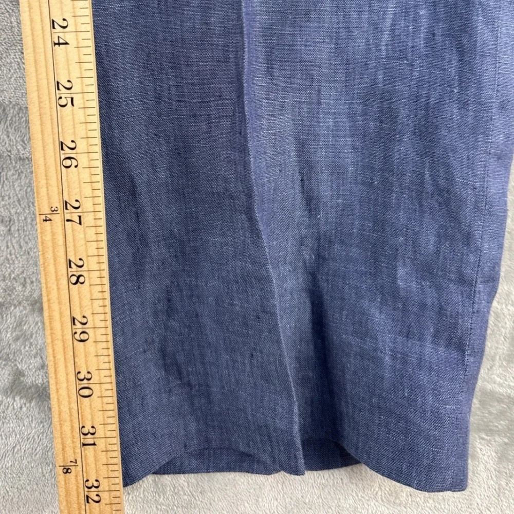Savile Row Co Linen Trousers Mens 36x32 Blue Straight Leg Flat Front EUC